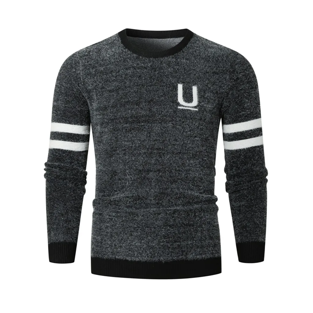 Серый Low Price Loss Sale Men New Autumn Winter Splicing Casual Long Sleeve Knitting Sweaters Tops High Quality Drop Shipping - Цвет: Серый