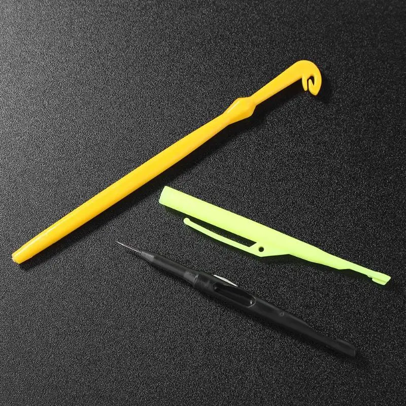 

Yellow Fishing Tackle Knot To Hook Tying Tool Kit plastic Needles Tying Tool Kit Fish Remover Extractor Knot Picker Pesca Access