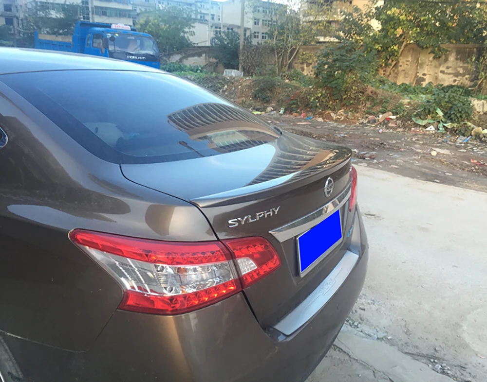 Подходит для Nissan Sentra Sylphy 2012 до черный Спойлер ABS пластик грунтовка цвет задний спойлер задний багажник багажника крыло автомобиля Стайлинг