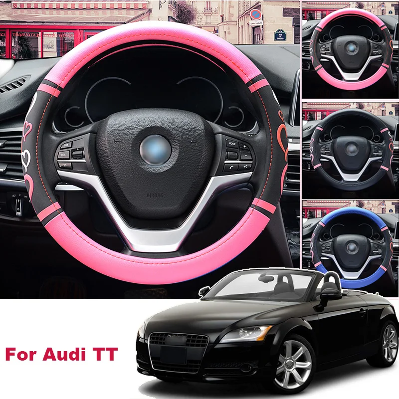 

For Audi TT Non-slip Car Steering Wheel Cover PU Leather 38CM Size M Size Lovey Sweetheart steering wheel cover