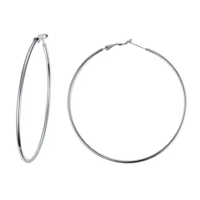 Stainless Steel Hoop Earrings With Triangle Charm