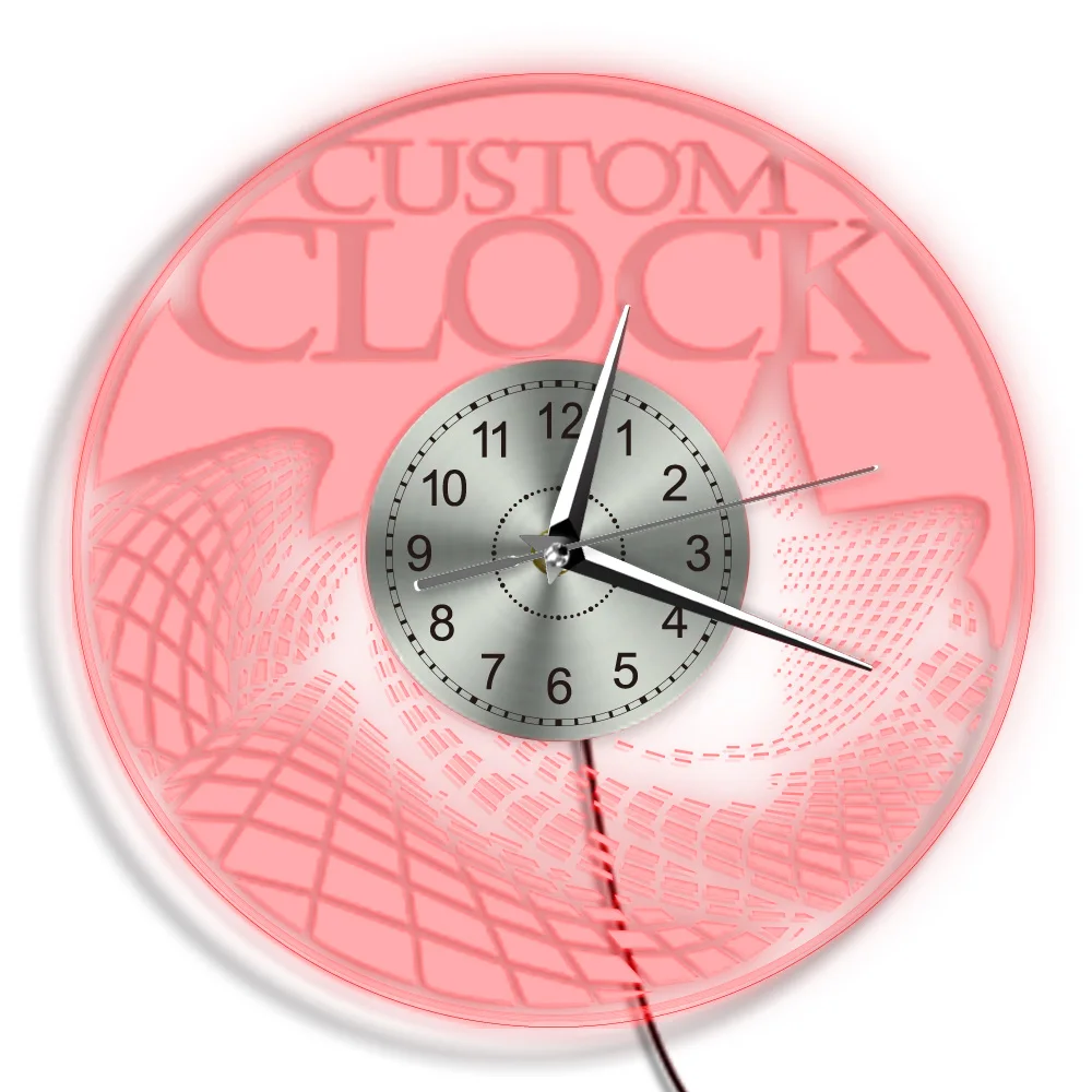 Acrylic Lit Clock Винтажные настенные часы с виниловой пластинкой на заказ ваш дизайн ваш логотип Ваши персональные персонализированные виниловые часы - Цвет: Acrylic Lit Clock