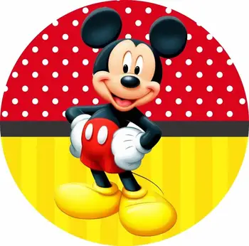 

Photography Backdrops Baby Shower Red Dots Mickey Mouse Background for Boy 1st Birthday Party Photo Studio Circle Round Backdrop