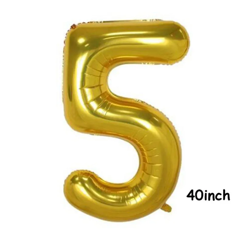 1pcs 40inch 5 Одноразовые бумажные столовые приборы из золотой фольги для дня рождения, украшения для детей и взрослых, воздушные шары для празднования дня рождения - Цвет: 1pcs 40inch 5