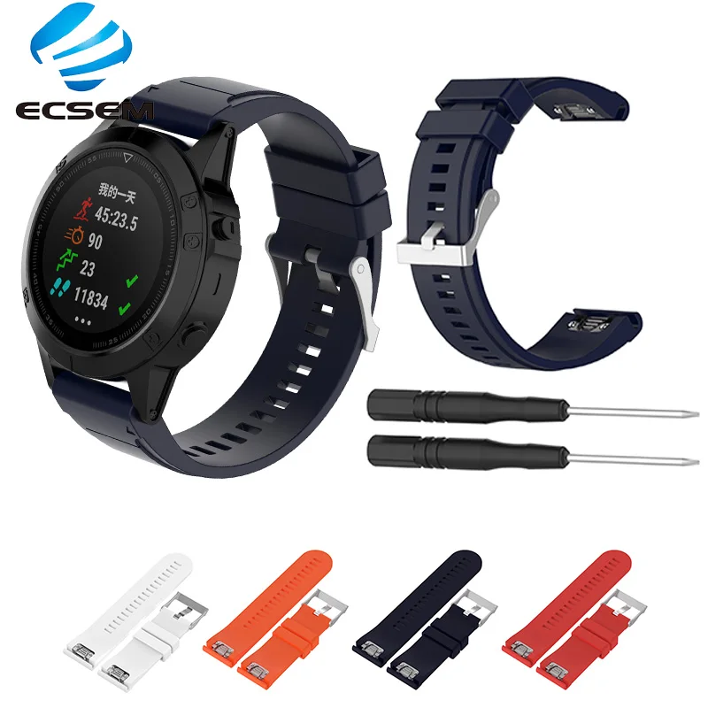Сплошной цвет силиконовый ремешок для Garmin fenix 6X 5X plus 26 мм сменный ремешок аксессуары регулируемый спортивный браслет