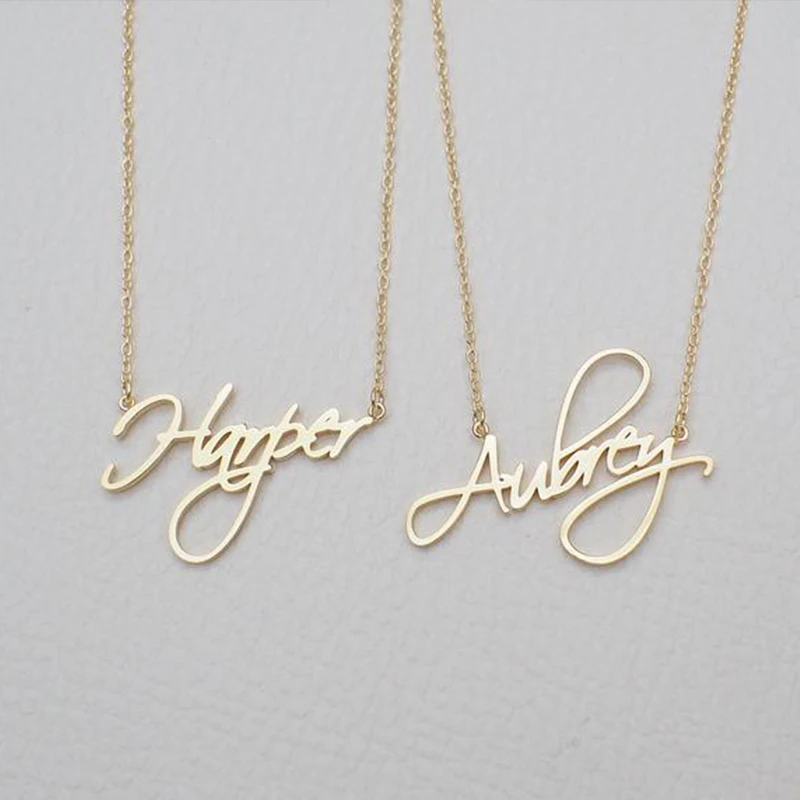 Stainless Steel Custom Child Necklace Baby Name Necklaces Women Kids Gifts Personalized Nameplate Jewelry Rose Gold Accessories vnox personalize custom baby name bracelet gold tone solid stainless steel adjustable bracelet new born to child girls boys gift