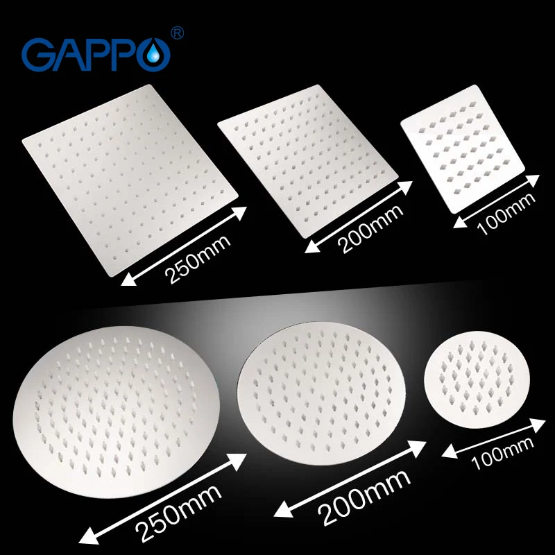 

GAPPO Round & Square Stainless Steel Showerhead Rainfall Shower Chrome High Pressure Ultra-thin Shower Head Faucet Ducha