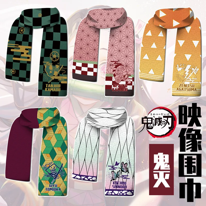 

Anime Demon Slayer Kimetsu no Yaiba Tanjirou Nezuko Zenitsu Plus Length Keep Warm Cosplay Scarf Winter Neckerchief 158cm*25cm