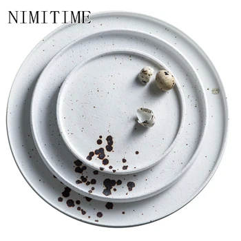 

1PC NIMITIME Western Style Ceramic Steak Plate Breakfast Flat Dish Dessert Dish Household Tableware