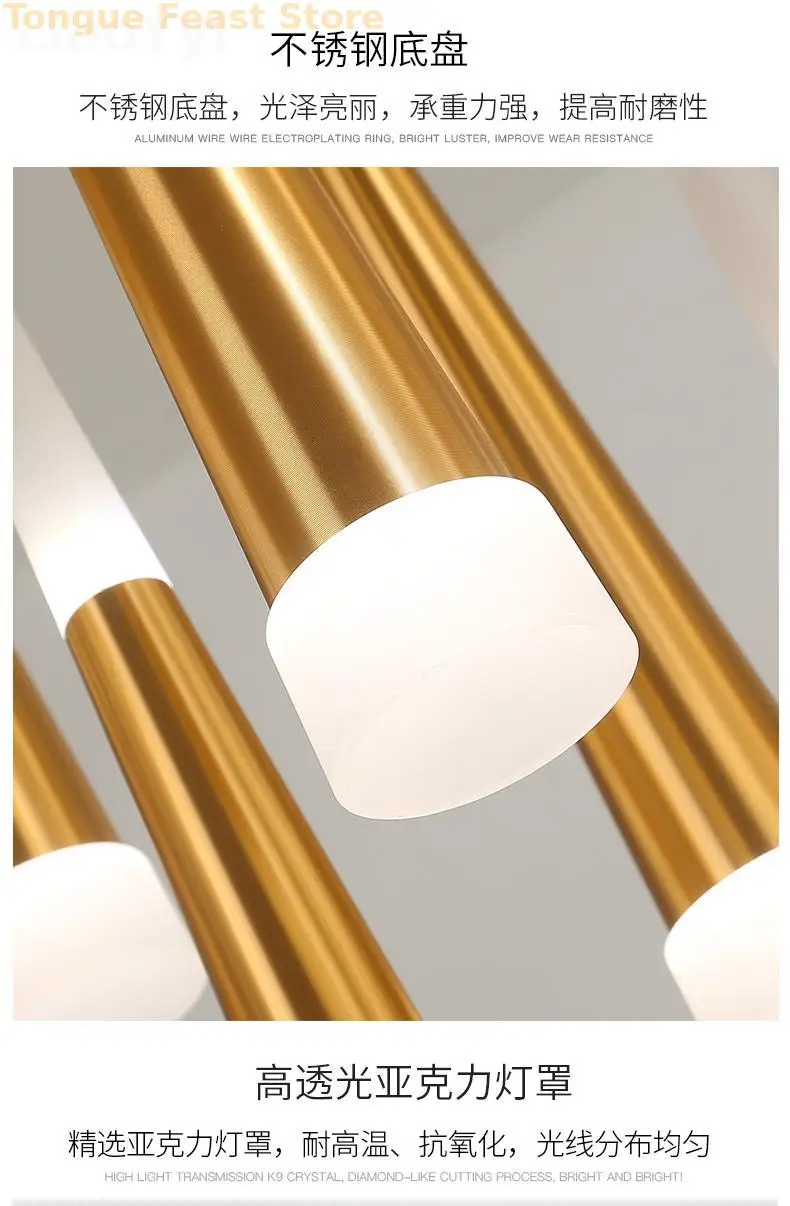 Modern Design Gold Black Minimalist Luster LED Chandelier for Bedroom Dining Living Room Loft Restaurant Cafe Interior Home Deco