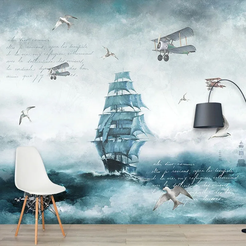 

Custom Photo Mural Wallpaper 3D Sailboat Sea Living Study Dining Room Background Wall Home Decor Papel De Parede Sala Tapety