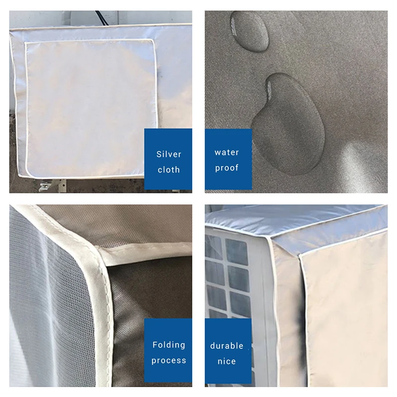 Funda Protectora Para Unidad Exterior De Aire Acondicionado - Tela Oxford Plateada Impermeable, Antisol Y Antipolvo, Tamaño 86x35x60 Cm