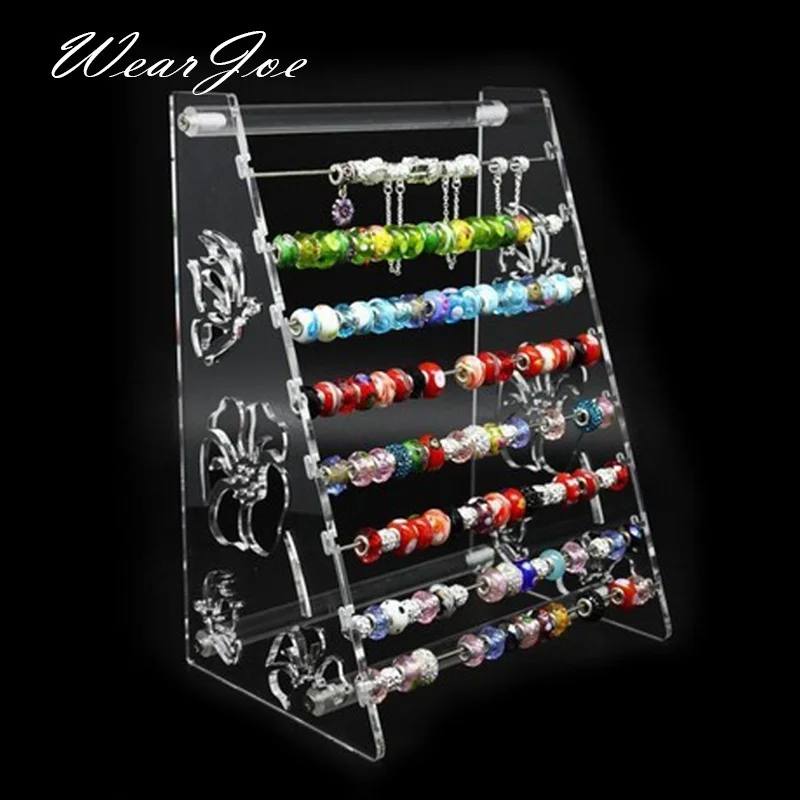 Acrylic Rondelles Rack European Beads Display Stand Pandora Charms Beads Bracelet Jewellry Body Jewelry Ring Earrings Showcase 3x fashion multi layer acrylic ring display rack earring holder pendant gemstone showcase display stand transparent