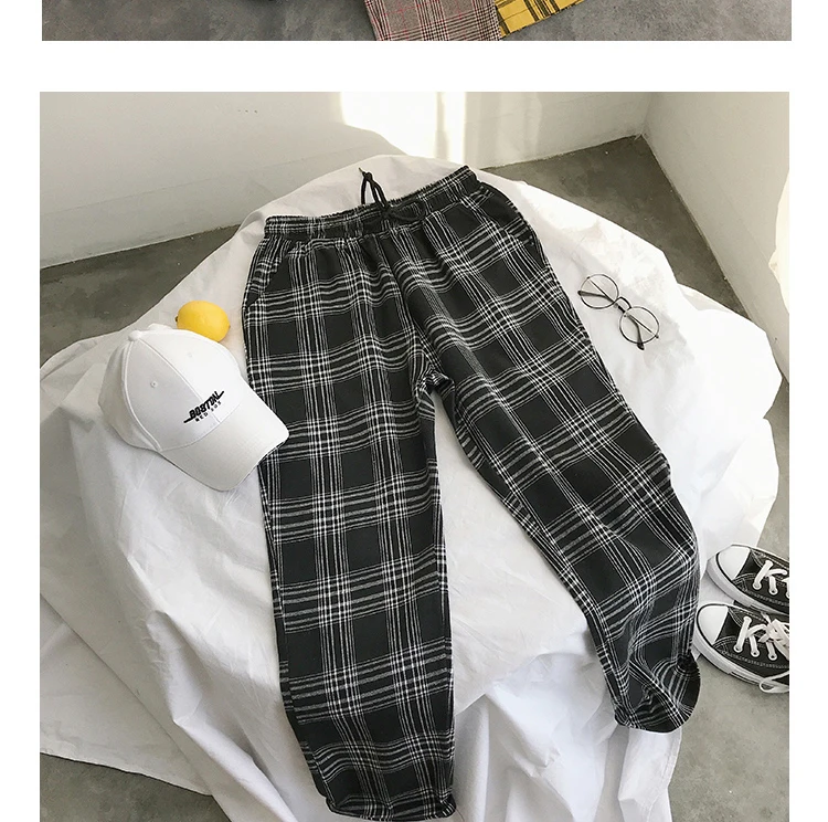 NELLARGEL Women Y2k Harajuku Plaid Pants 2022 Streetwear Women Sweatpants Korean Fashions High Waist Pants Plus Size Joggers nike capri