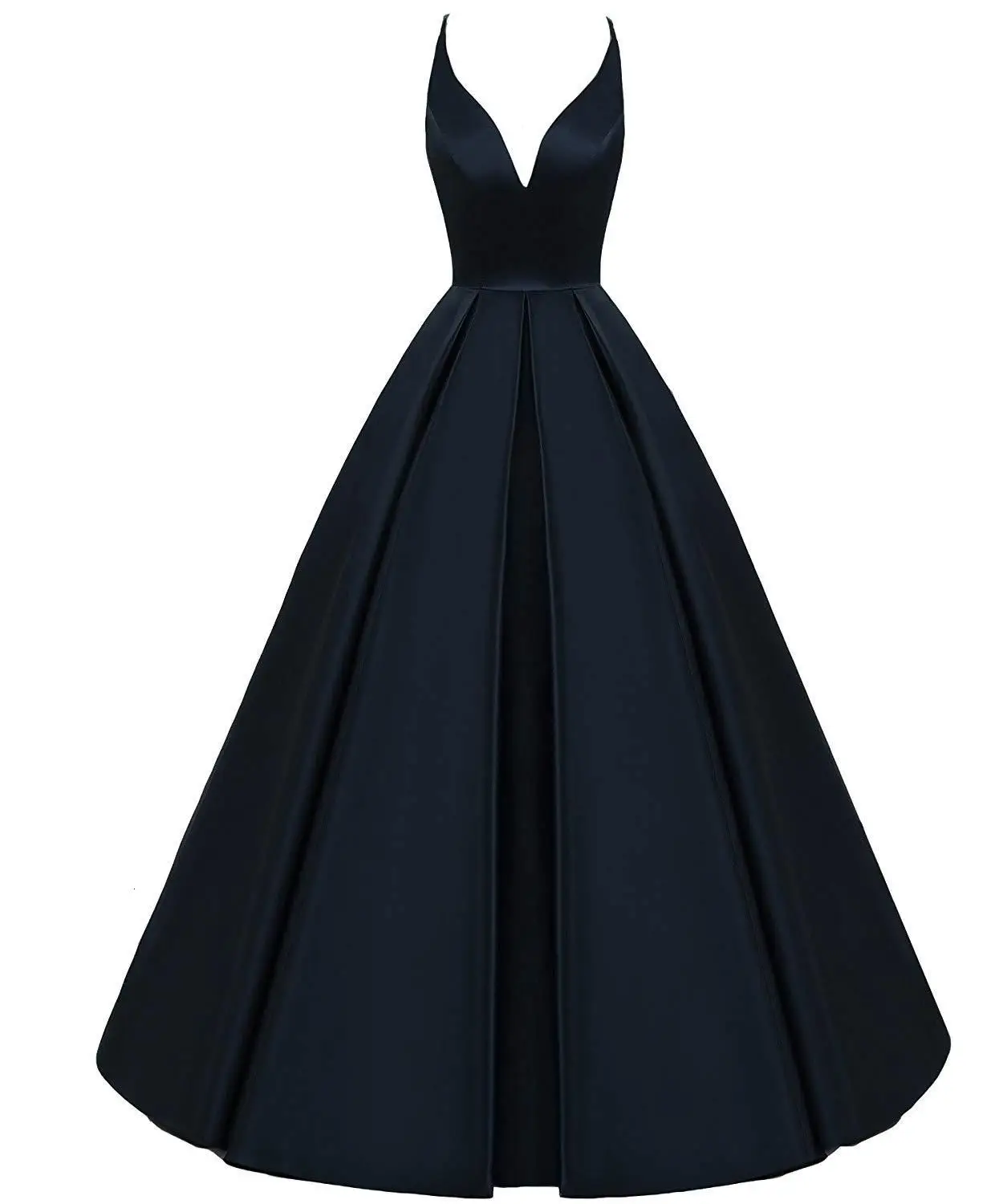 NavyBlue Перекрещивающиеся сзади Бордовые Платья для подружки невесты, длинные трапециевидные атласные платья с v-образным вырезом для выпускного вечера, торжественные Свадебные платья длиной до пола - Цвет: NavyBlue