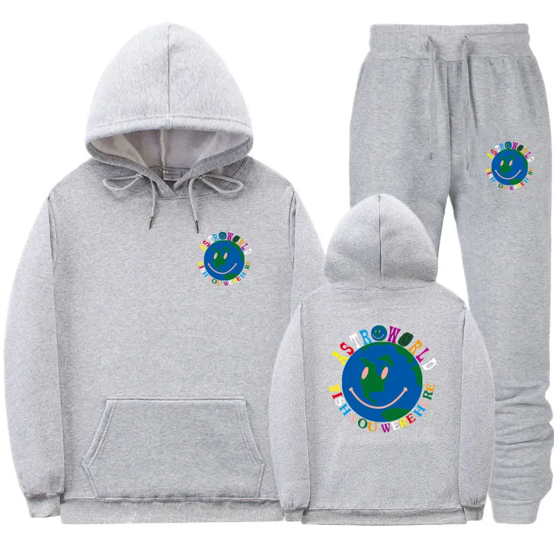 Новая мода Трэвиса Скотта ASTROWORLD толстовки и брюки костюм хип-хоп Уличная Мужская и Женская Толстовка костюм для бега
