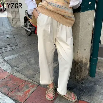 

High Waist Straight Pants Women Spring 2020 Loose Wide Leg Pants Female Trousers Women's White Pants Ankle Length Pant