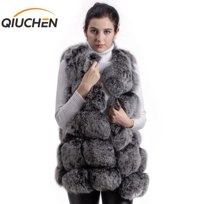Женский зимний жилет из натурального Лисьего меха 70 см|real fox fur gilet|real foxnatural |