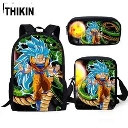 THKIN Dragon Ball/Сон Гоку печать 17 дюймов школьные сумки для подростков мальчиков Дети Рюкзак Мода 3 шт./компл. Mochila Детские ранцы