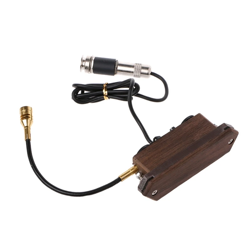 Wood Color Rosewood Acoustic Guitar Dual Coil Soundhole Pickup with Microphone