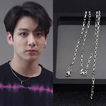 

Korea Steel Jewelry 316l Stainless Steel Chain Necklace men's fashion silver color Necklace Hip Hop women Jewelry kpop