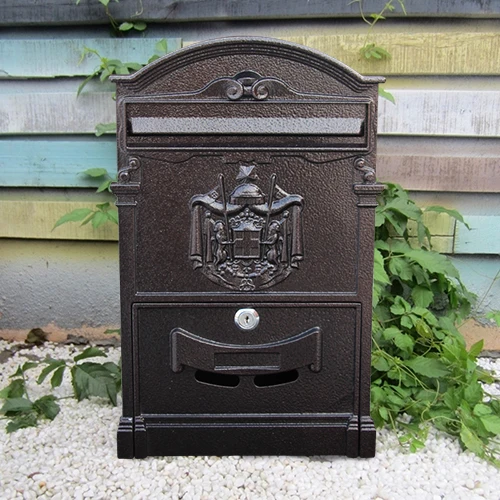 Black gold flower Почтовый ящик, европейская вилла с замком, коробка с надписью, уличная Водонепроницаемая коробка с буквами, настенные заметки, ящик для предложений, креативный Ретро почтовый ящик - Цвет: Black gold flower