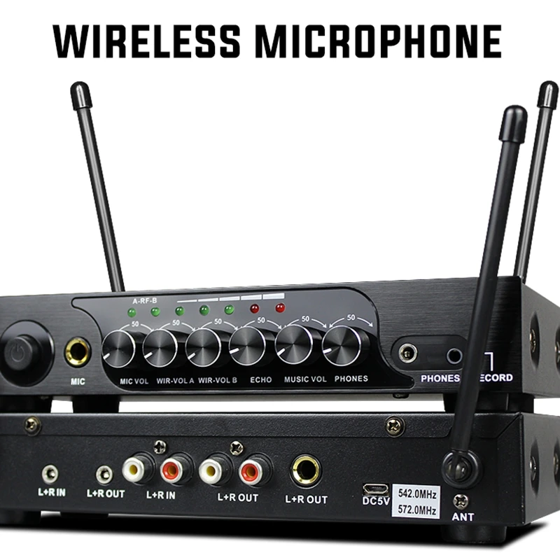  ABHU-Portable UHF Bluetooth Wireless microphone M6 with Adjustable Bass Reverb Mic for KTV Karaoka 