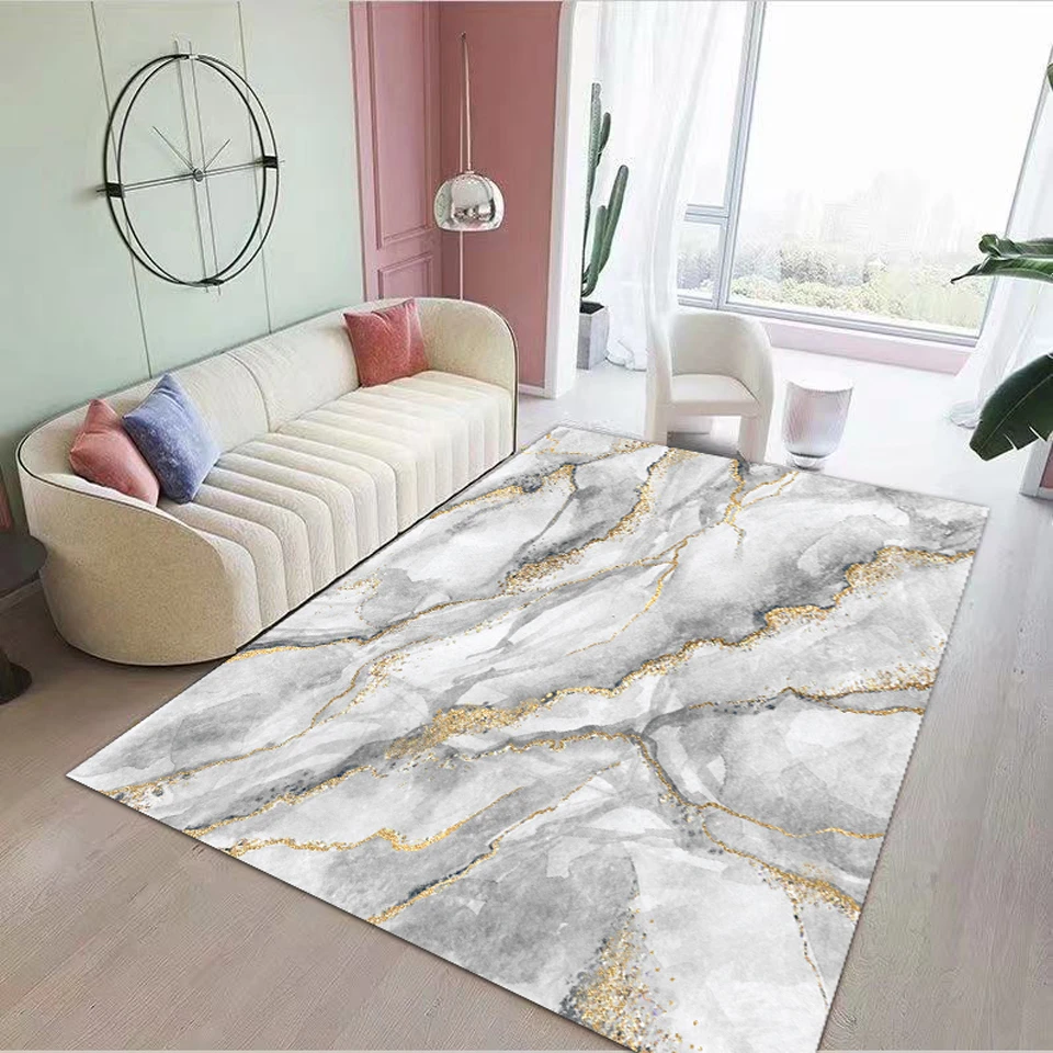 Black White Grey Abstract Marble Modern Carpets For Living Room Large