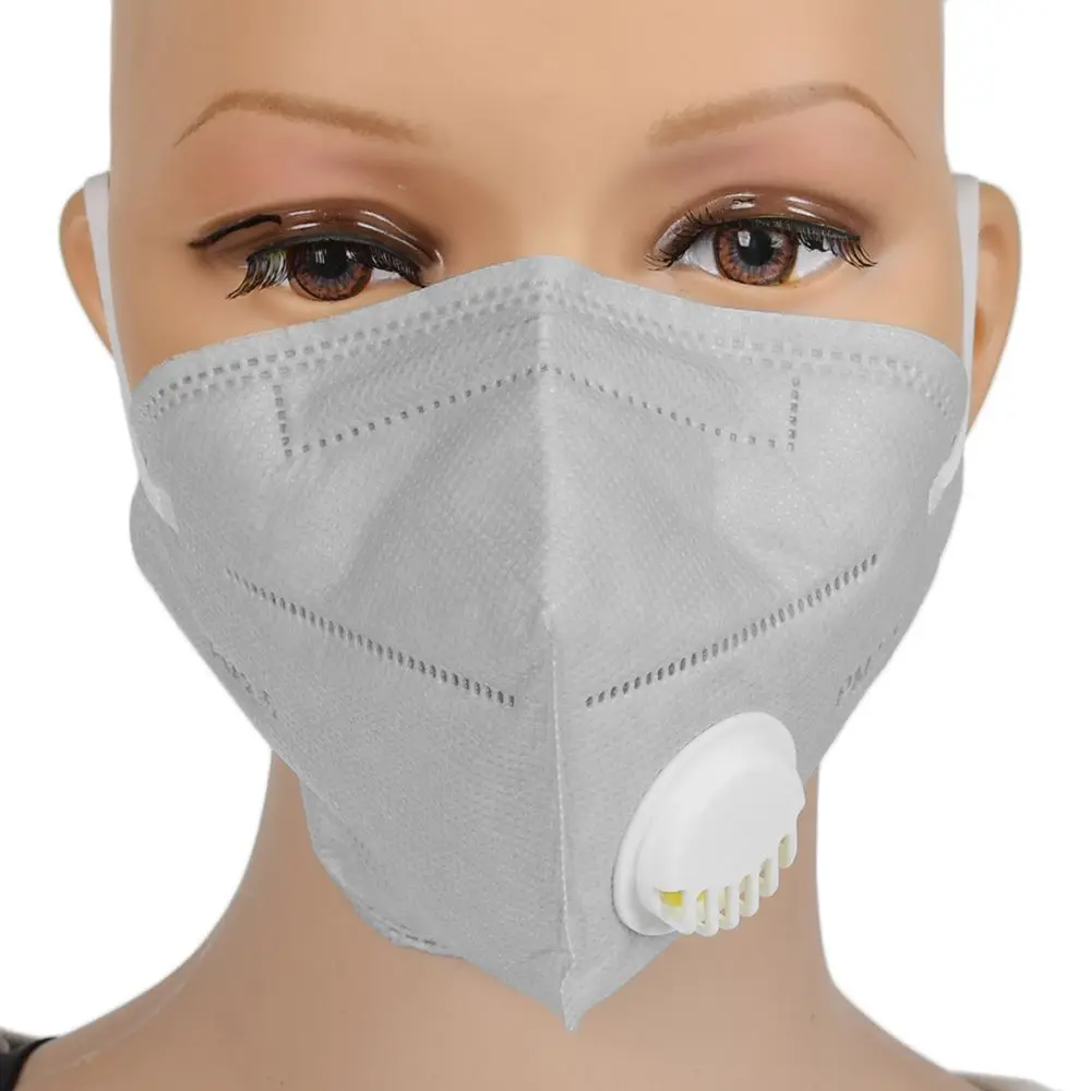 grey Упаковка из 2 взрослых Рот PM 2,5 Защитная марлевая маска клапан с активированным углем - Цвет: grey