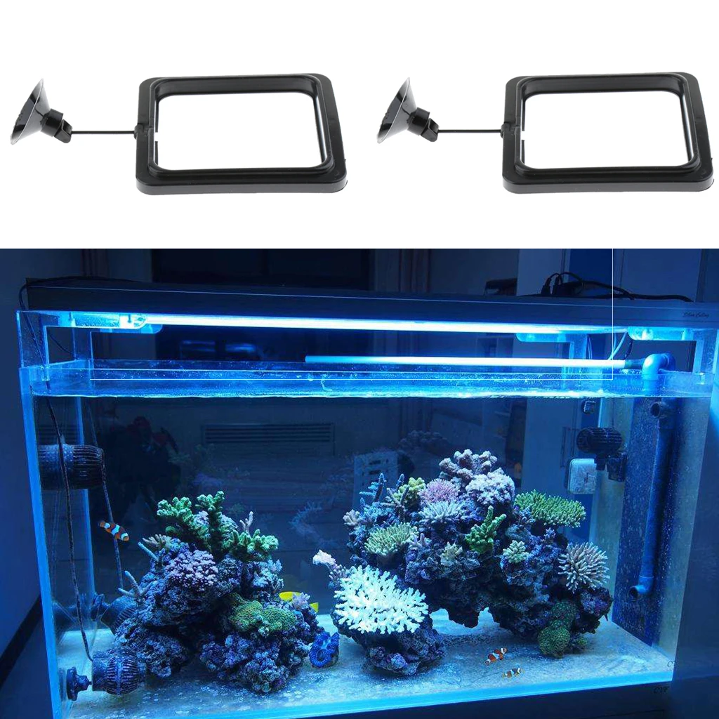 2 Pieces Aquarium Fish Feeding Rings Floating Food Feeder with Suction Cup, Square Shape