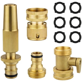 

Garden Hose Quick Connect, 3/4 Inch Solid Brass Quick Connect Garden Hose Fittings,Hose Shut Off Valve,High Pressure Hose Nozzle