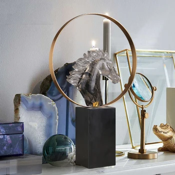

NORDIC CRYSTAL GLASS HORSE HEAD STATUE WITH BLACK MARBLE BASE MODERN HOME LIVING ROOM DECOR FIGURINES CREATIVE ORNAMENT CRAFTS