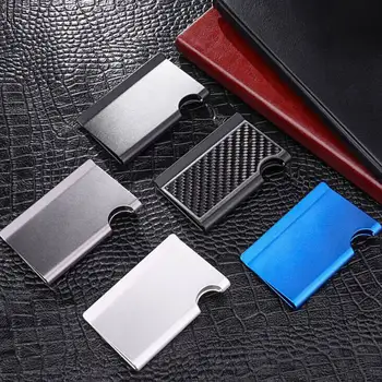 

1 Piece Carbon Fiber and Aluminum New Credit Card Holder Male Carbon Fiber Card Holder Card 5 colors mini travelling card wallet