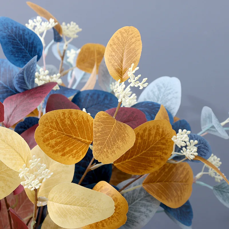 2 Pcs Artificial Colorful Eucalyptus Leaves