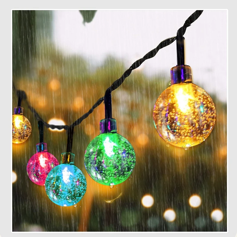 Solar Powered led Light String Outdoor Multicolor Crystal Globe Bulbs Waterproof Fairy Lights with 8 Lighting Modes Decoration f | Дом и сад
