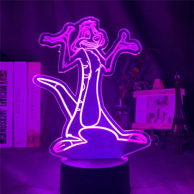Cartoon Lights Disney The Lion King Scar TIMON LED Night Light for Kid Children Bedroom Colorful 3d Bedside Table Lamp Xmas Gift