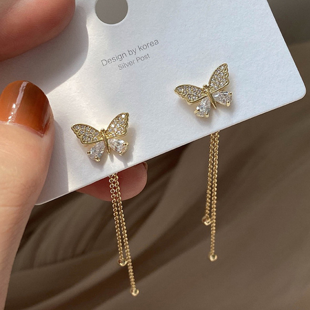 Trendy Long Tassel Butterfly Drop Earrings Gold Color 2021 Fashion Hanging Women Earrings Summer Jewelry Girls Party Gift