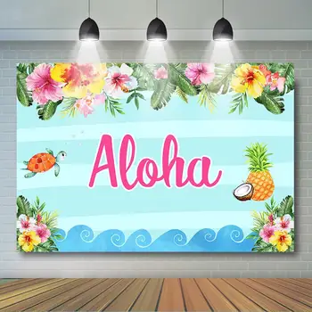 

Summer Aloha Luau Tropical Backdrop Hawaiian Beach Pool Party Photography Background Baby Shower Birthday Party Banner