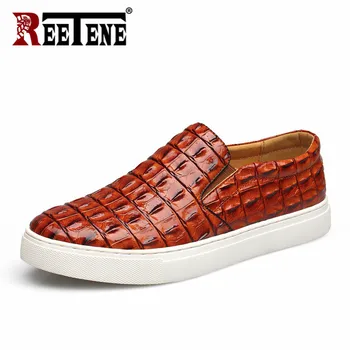 

REETENE Big Size 38-47 Men Casual Shoes Leather Walking Boat Shoes Men Loafers Male Flat Shoes Handmade Vintage Men's Loafers