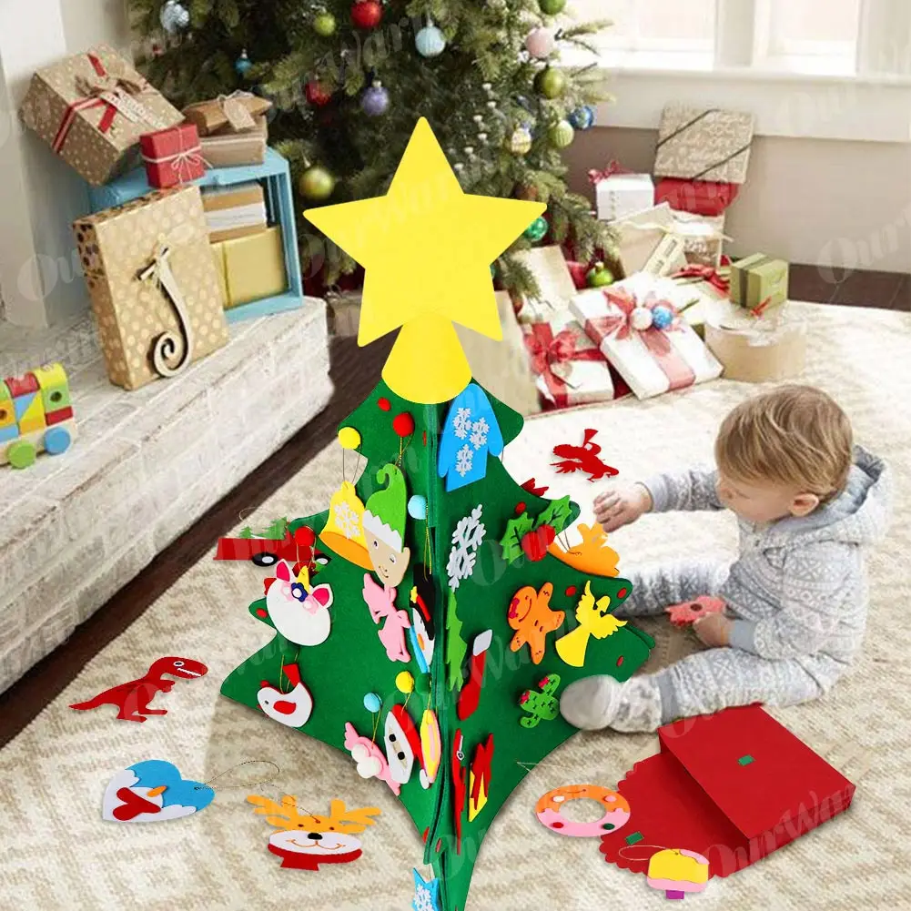 OurWarm DIY Войлок Рождественская елка Снеговик с орнаментом поддельная Рождественская елка детские игрушки Рождественская вечеринка украшения год