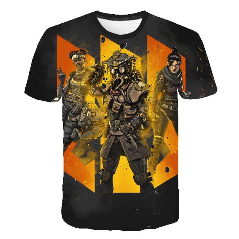Новые популярные футболки Apex Legends летняя футболка с короткими рукавами для детей футболка для мальчиков и девочек дышащий топ с 3D Дизайном Apex Legends