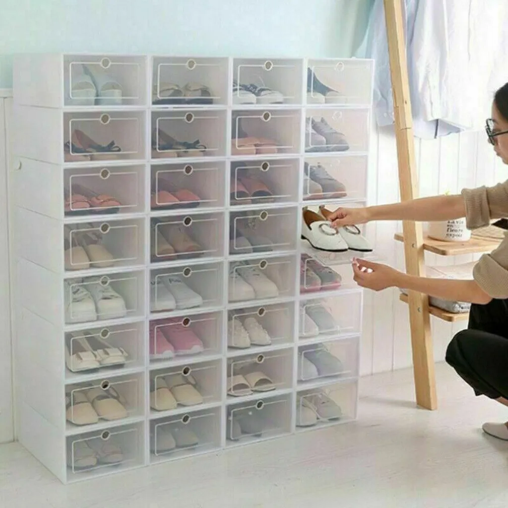 3 шт складные коробки для хранения обуви органайзер для обуви прозрачная пластиковая удобная обувь стойка коробка флип-ящик Органайзер