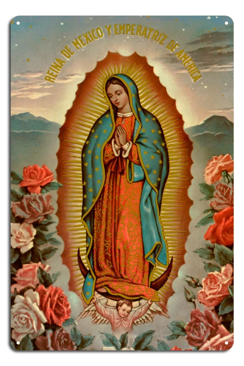 Virgin Mary of Guadalupe Catholic Mexican Plaque Metal Tin Sign Signage Living Room Cinema Kitchen Corridor Decoration 12*8 Inch | Дом и сад