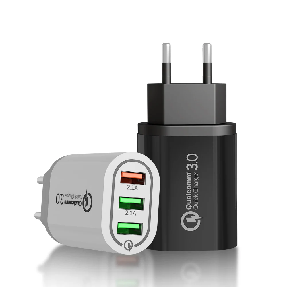

18W USB charger for iphone xiaomi huawei 5V 3.0A 3USB Port USB fast charging adapter EU US usb charger Overload protection