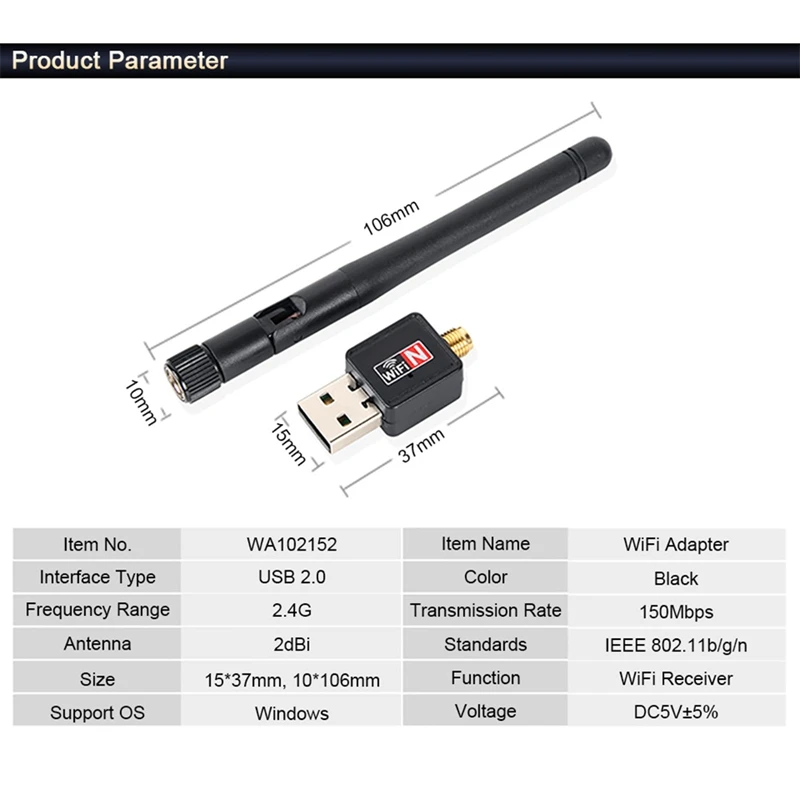 Мини-usb Wifi адаптер 150 Мбит/с 2 дБ Wifi ключ Mt7601 Wi-Fi приемник беспроводная сетевая карта 802.11b/N/G высокоскоростной Wifi Ethernet