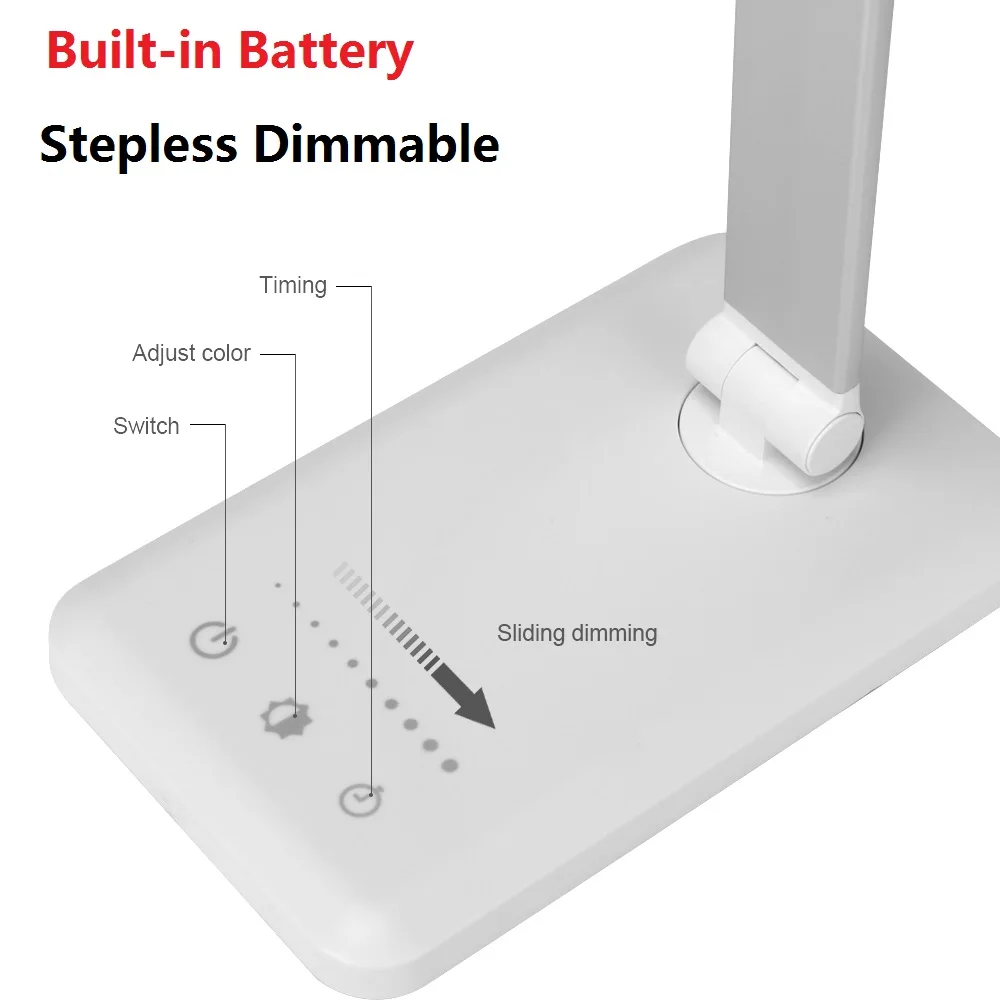 Stepless Dimmable Светодиодный настольный светильник для ухода за глазами, плавная лампа с регулируемой яркостью, светильник для чтения, складной вращающийся настольный светильник s, настраиваемый светильник, ночник с питанием от USB - Цвет корпуса: Stepless Dimmable