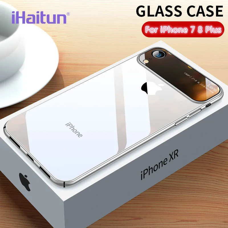Роскошный стеклянный чехол iHaitun для iPhone 7 ультра тонкий прозрачный из