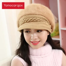 Новые осенне-зимние шапки для женщин, вязаные женские шапки из кроличьего меха, ветрозащитные женские шапки бини gorro