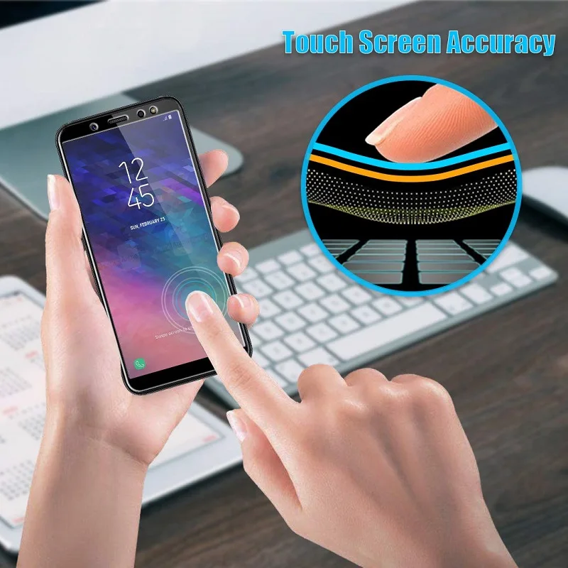VSKEY 10 шт. Полный Клей закаленное стекло для samsung Galaxy A6 A8 Plus A8S A9 A7 A7 полное покрытие Защитная пленка для экрана