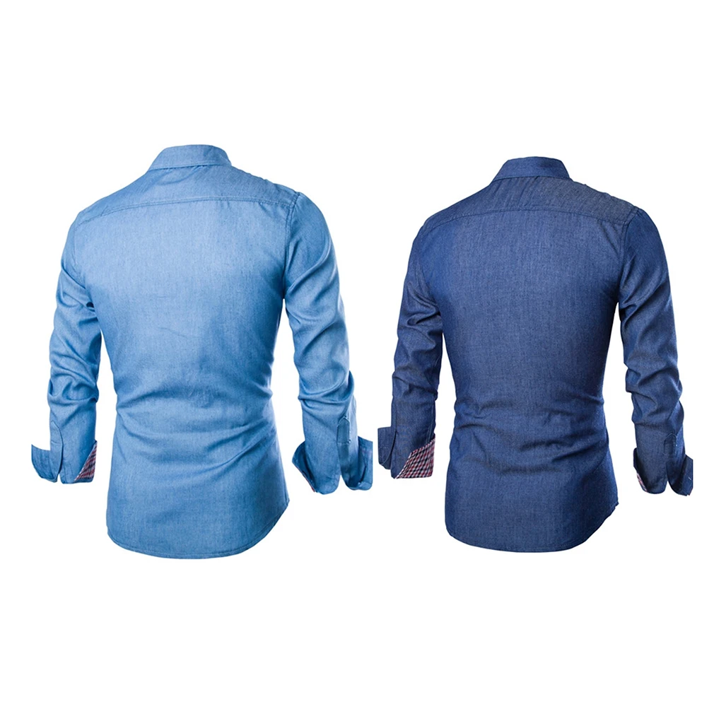 Men s Denim shirts Cowboy Shirt Casual Long Sleeves Slim Fit Shirt Autumn Fashion Male Denims 4